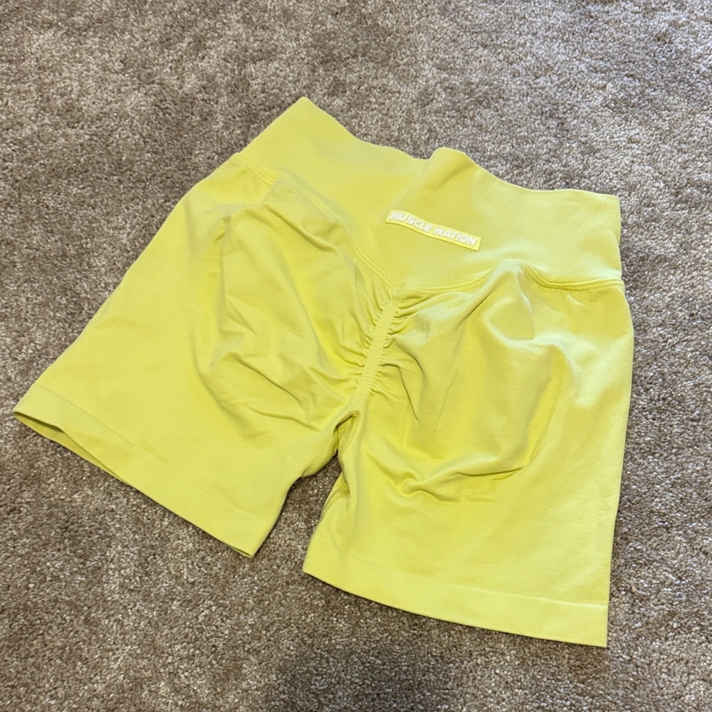 Muscle Nation Lime Green High-Rise Bike Shorts